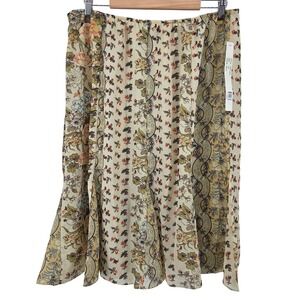 Voir Voir Womens 3X Floral Mixed Print Chiffon Midi Skirt Cottagecore Boho